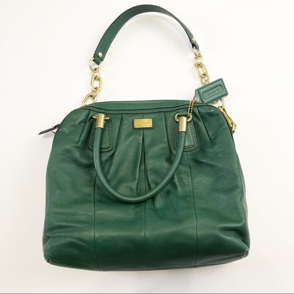 Coach Handbags - Coach Kristin Leather Pleated Green Satchel